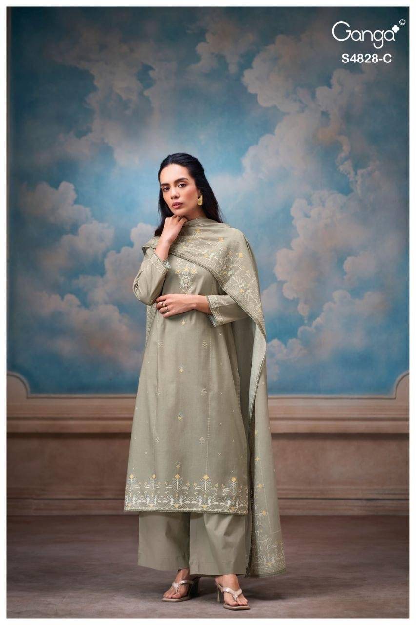 RIYANSHI 4828 By GANGA 4828 A TO 4828 D Beautiful Festive Suits Stylish Colorful Fancy Casual Wear & Ethnic Wear PREMIUM COTTON Dresses At Wholesale Price
